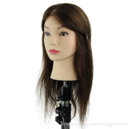 100% Real Human Hair Brown Straight Hair Training Head Hairdressing Practice Training Mannequin